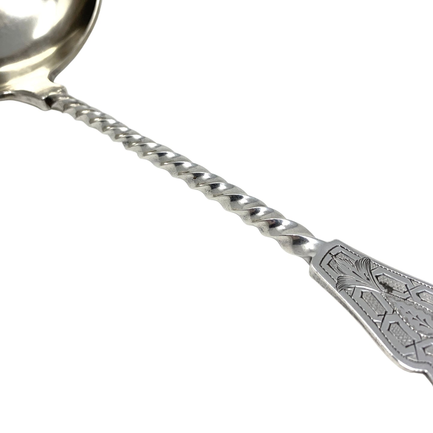 Antique Coin Silver Hand Chased 12" Ladle