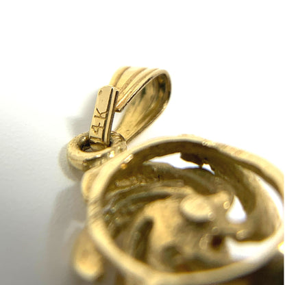 14K Gold Swirl & Pearl Pendant