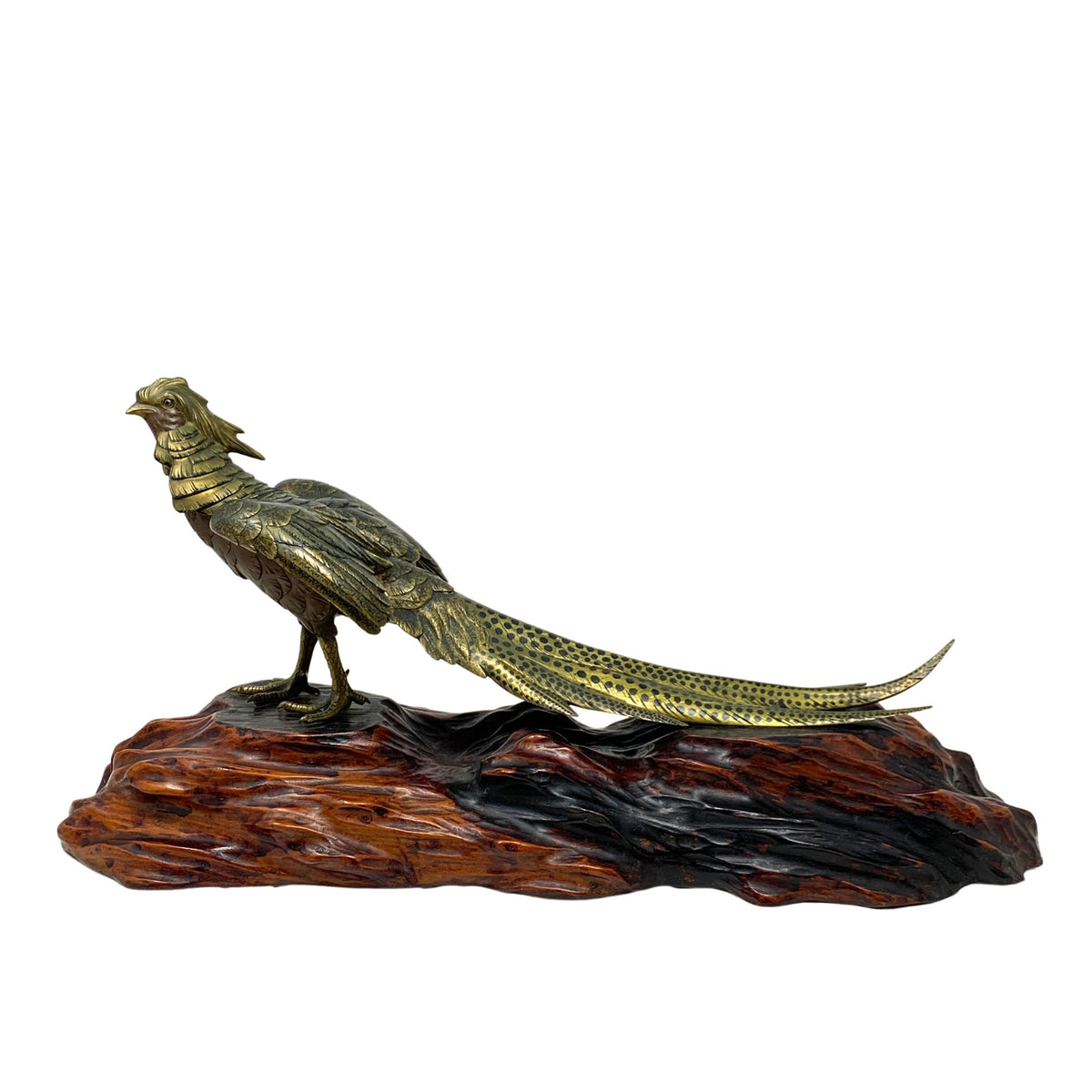 Japanese Meiji Period Gilt Bronze Pheasant Sculpture