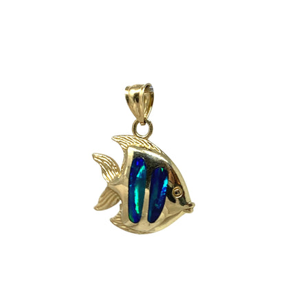 14K Gold Opal Angel Fish Pendant