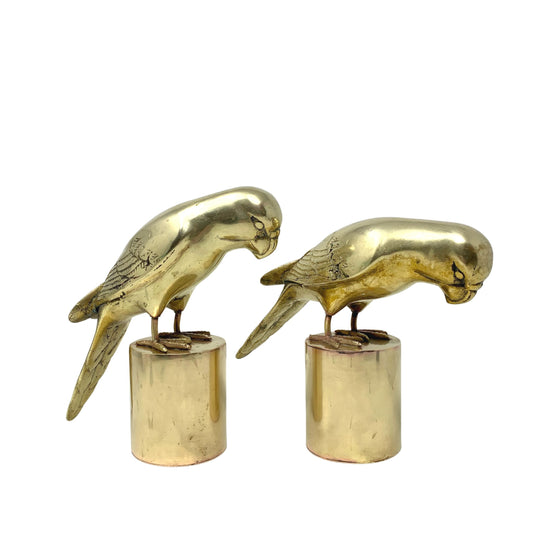 Pair of Brass Parrot Sculptures