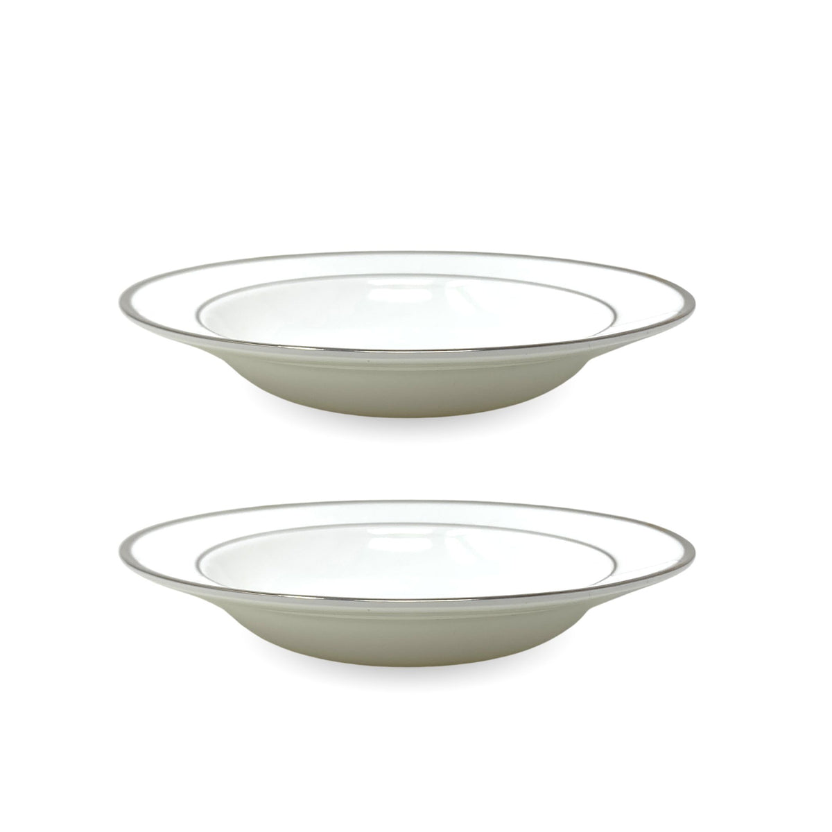 Pair of Wedgwood "Sterling" Bone China Rimmed Soup Bowls