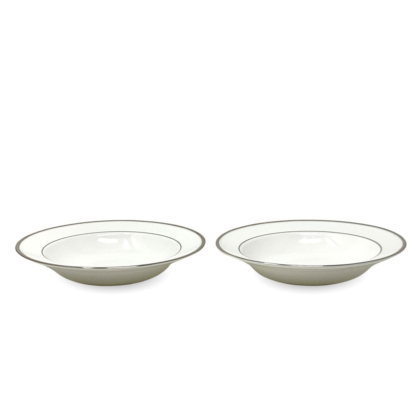 Pair of Wedgwood "Sterling" Bone China Rimmed Soup Bowls