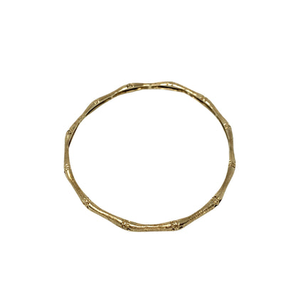 14K Solid Gold Brushed Bamboo Bangle Bracelet