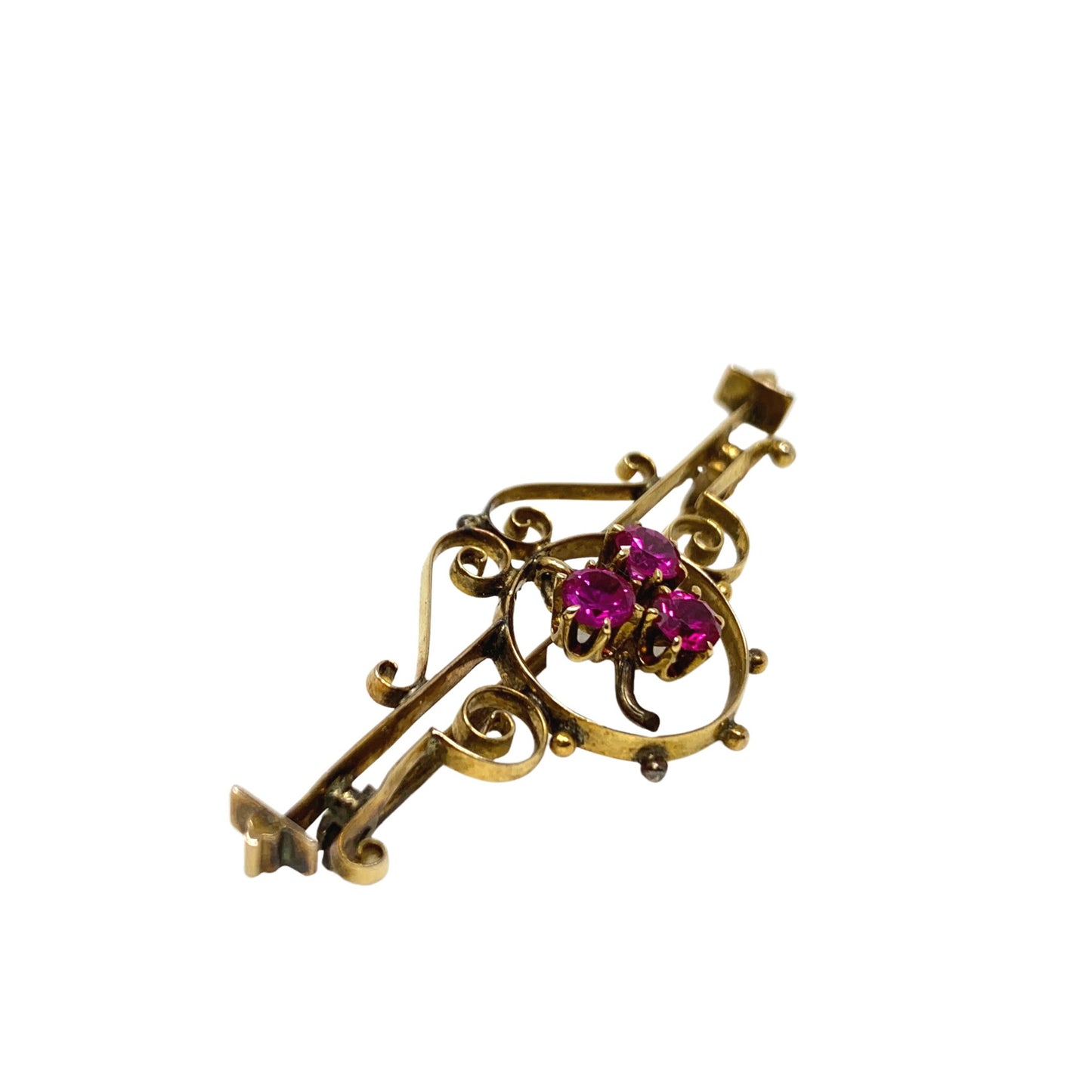 Antique 14K Gold Pink Sapphire Brooch/ Pin