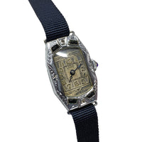 ACO Antique 14K Gold Black Onyx & Diamond Ladies Watch