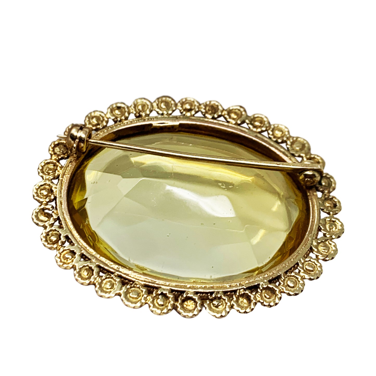 14K Gold 100ct + Citrine Oval Brooch