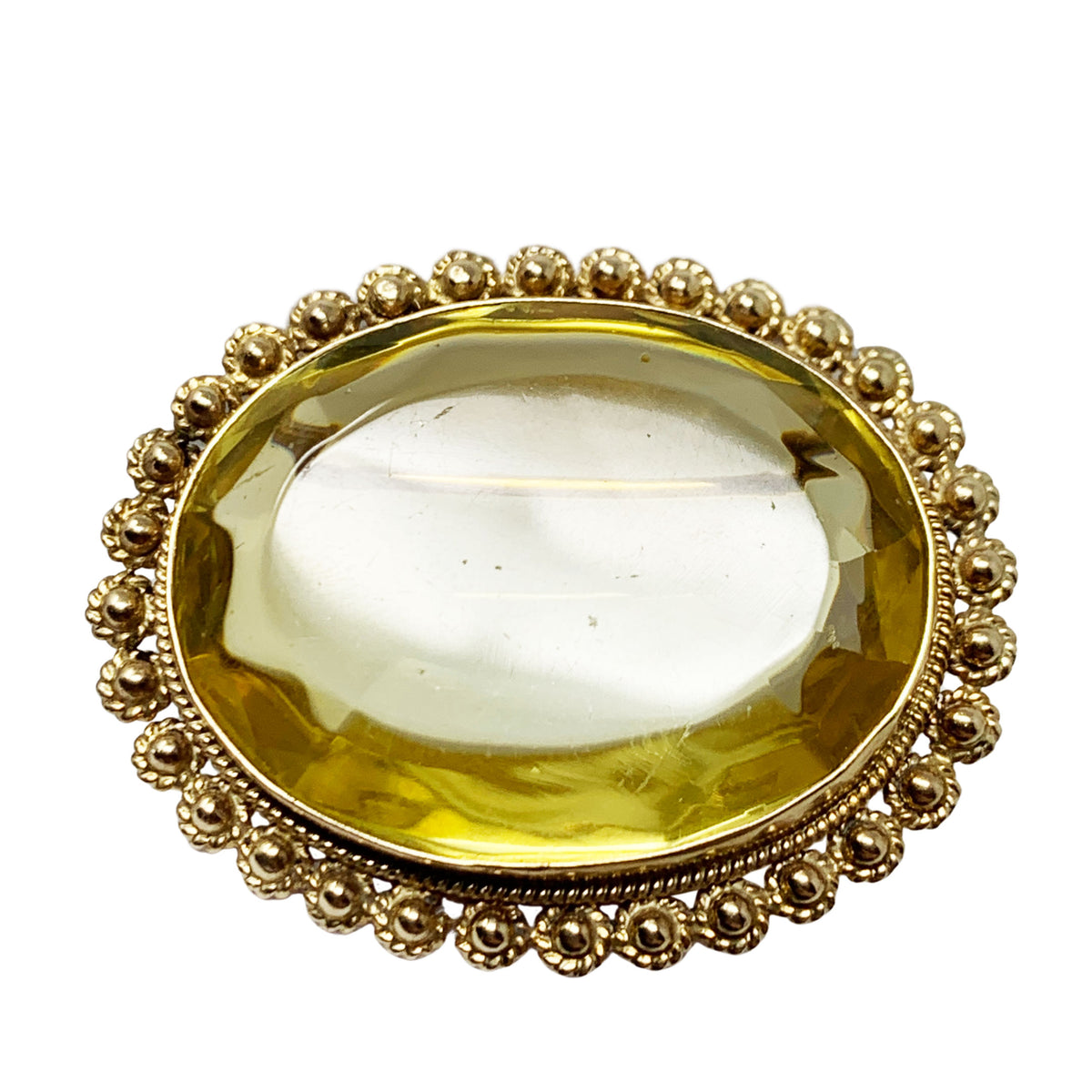 14K Gold 100ct + Citrine Oval Brooch