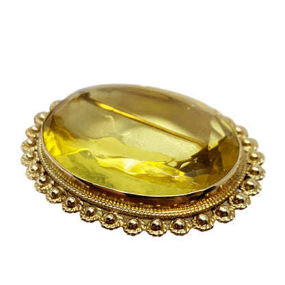 14K Gold 100ct + Citrine Oval Brooch