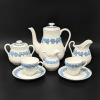 Wedgwood "Lavender on Cream" Shell Edge 8pc Coffee Set