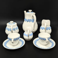 Wedgwood "Lavender on Cream" Shell Edge 8pc Coffee Set