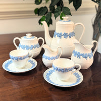 Wedgwood "Lavender on Cream" Shell Edge 8pc Coffee Set