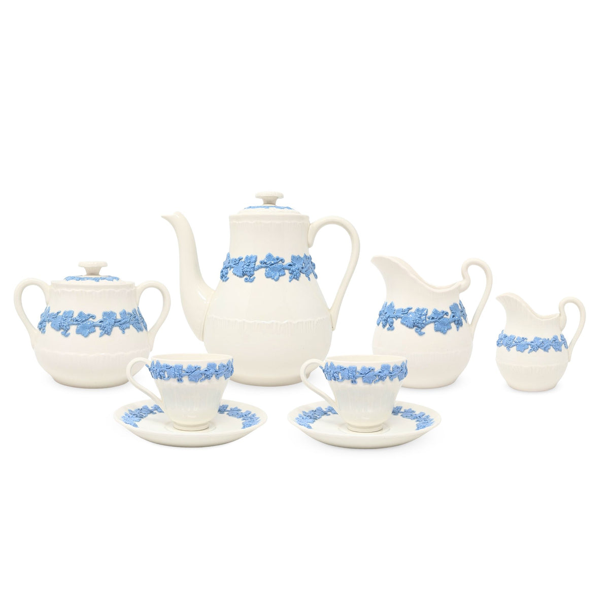 Wedgwood "Lavender on Cream" Shell Edge 8pc Coffee Set