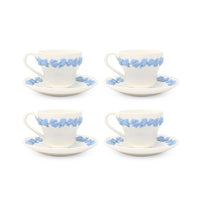 Wedgwood "Lavender on Cream" Plain Edge 8pc Demitasse Cup & Saucer Set