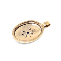 Victorian 14K Gold Blue Sapphire & Pearl Starburst Mourning Locket