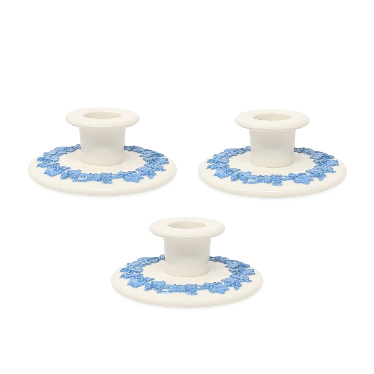 Wedgwood "Lavender on Cream" 3pc 1" Small Candlestick Set