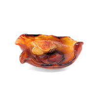 Chinese Carved Agate Lotus Leaf & Crab Brush Washer