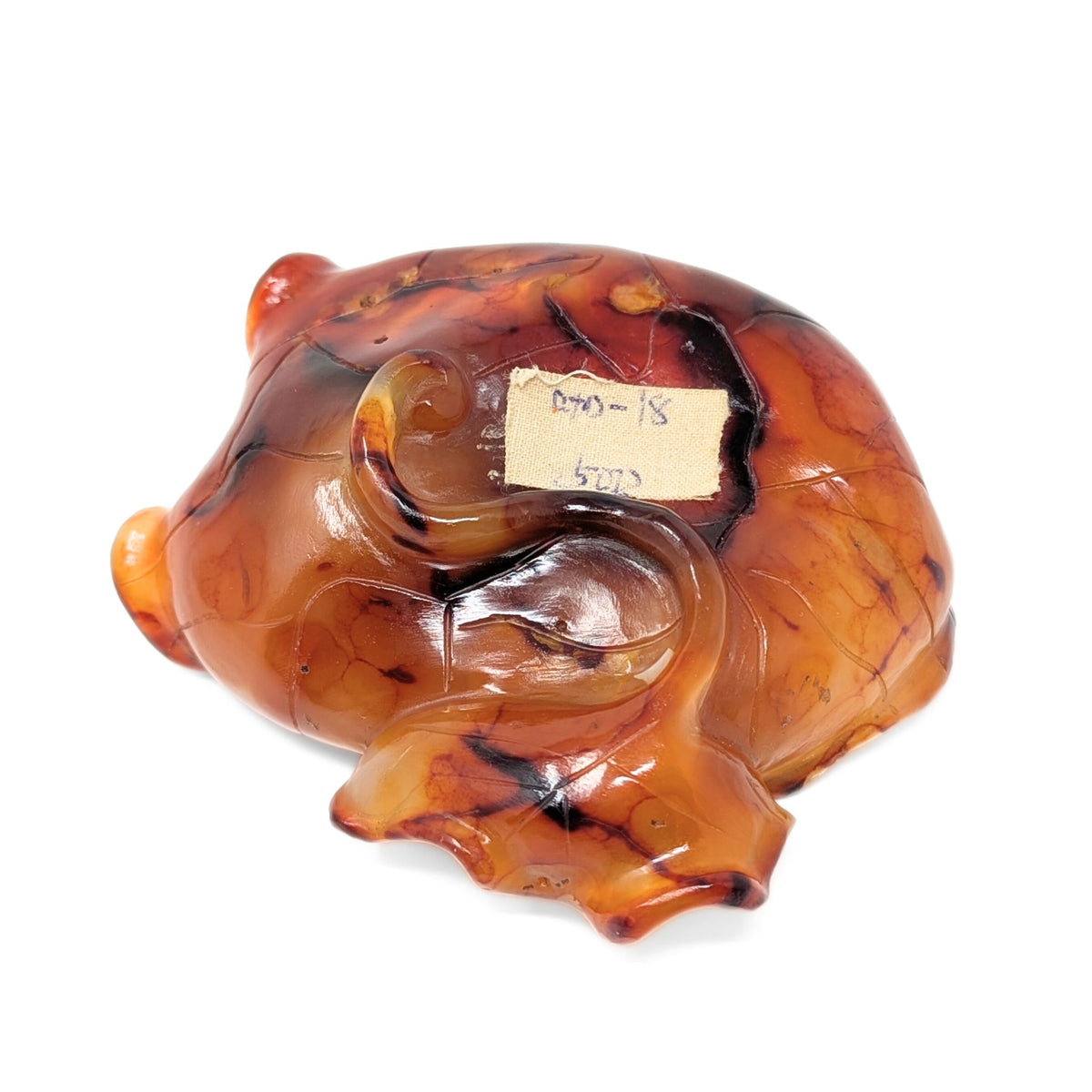 Chinese Carved Agate Lotus Leaf & Crab Brush Washer