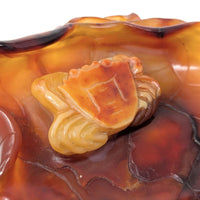 Chinese Carved Agate Lotus Leaf & Crab Brush Washer