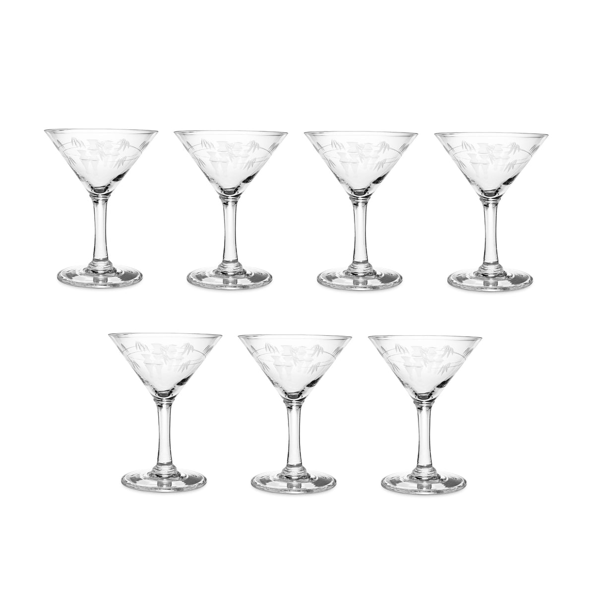 Sasaki "Bamboo" Mid-Century Liquor Cocktail Glasses (Set of 7)