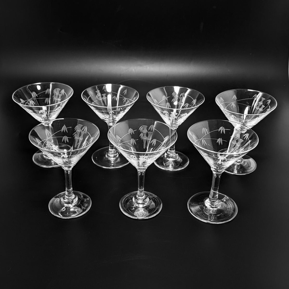 Sasaki "Bamboo" Mid-Century Liquor Cocktail Glasses (Set of 7)