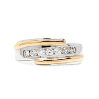 13K Two Tone Gold & Diamond Men’s Wedding Band - Size 10.75