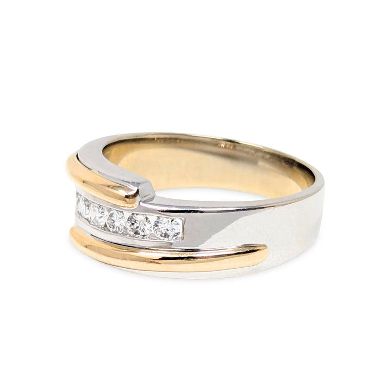 13K Two Tone Gold & Diamond Men’s Wedding Band - Size 10.75