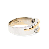 13K Two Tone Gold & Diamond Men’s Wedding Band - Size 10.75