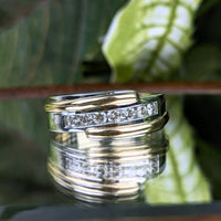 13K Two Tone Gold & Diamond Men’s Wedding Band - Size 10.75