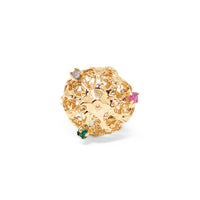 Vintage 13K Gold Multi-Stone 30mm Filigree Water Pitcher Charm/Pendant