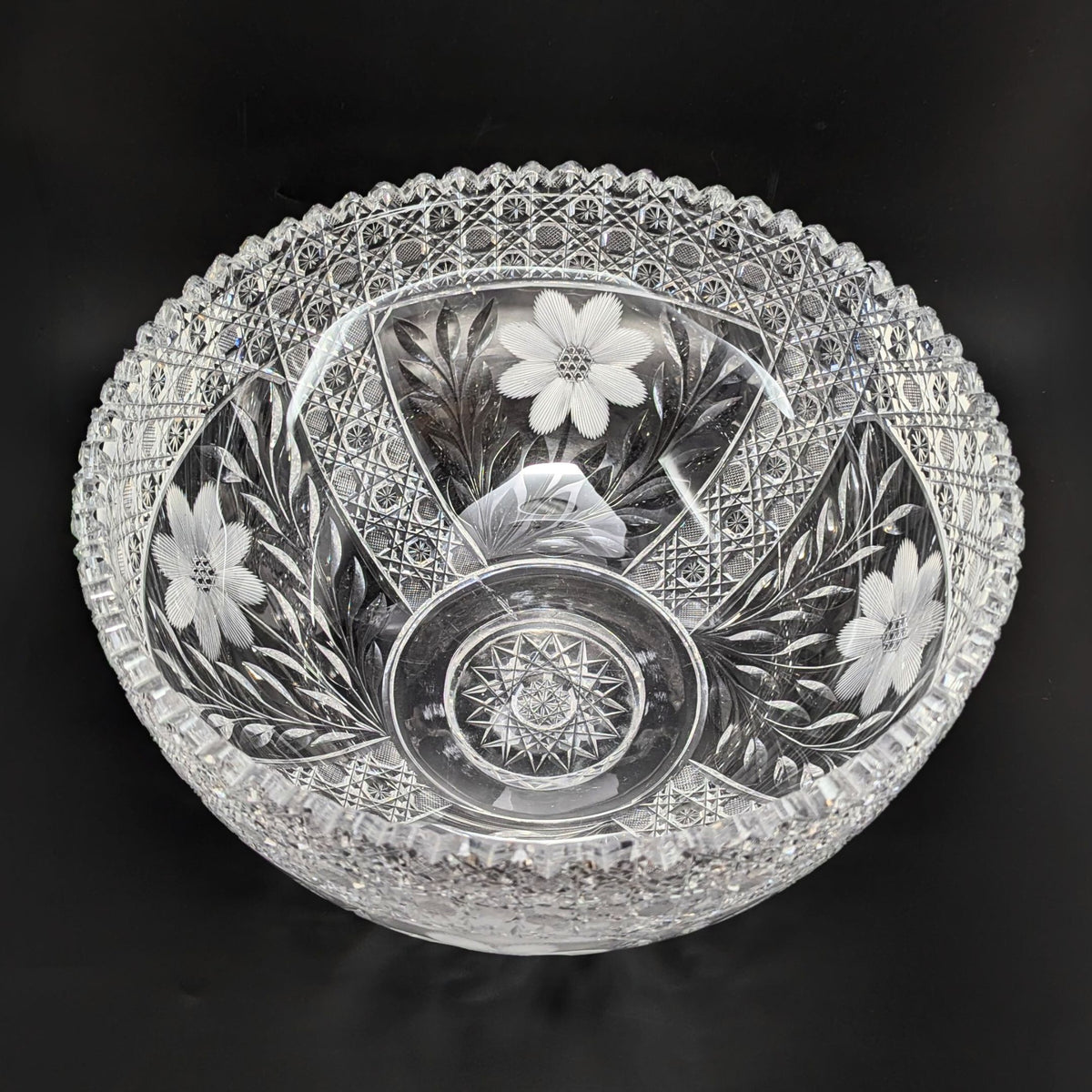 American Brilliant Period 14" Punch Bowl and Stand