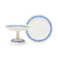 Wedgwood "Lavender on Cream" Compote & Plate 2pc Serving Set