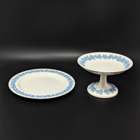 Wedgwood "Lavender on Cream" Compote & Plate 2pc Serving Set