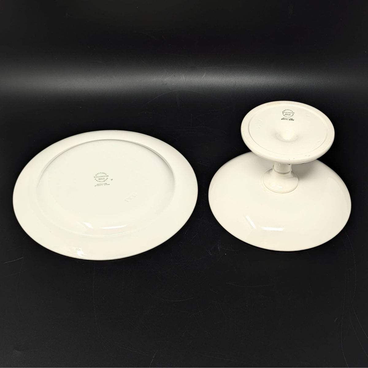 Wedgwood "Lavender on Cream" Compote & Plate 2pc Serving Set