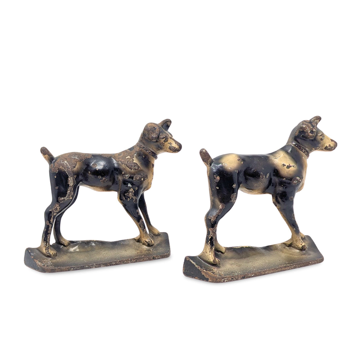 Antique Hubley Style Cast Iron Dog Door Stops / Bookends (Pair)
