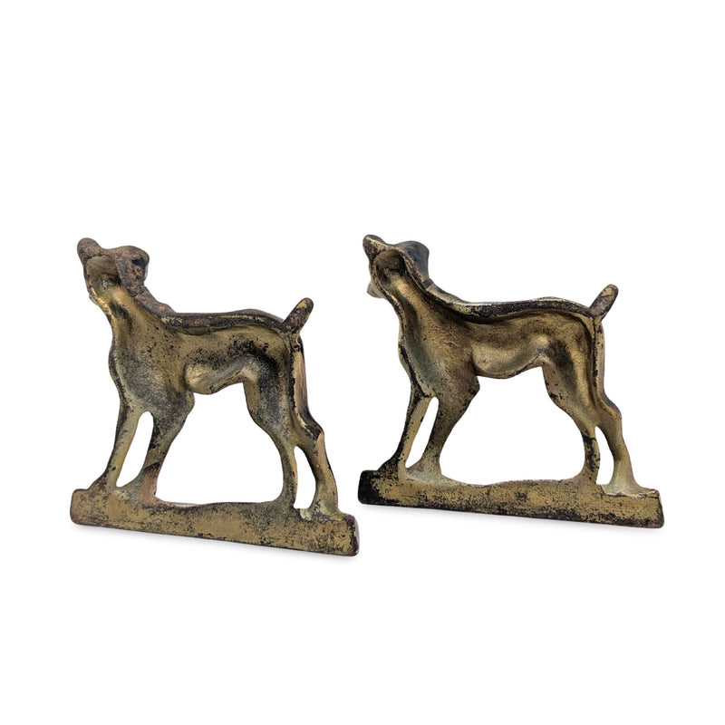 Antique Hubley Style Cast Iron Dog Door Stops / Bookends (Pair)