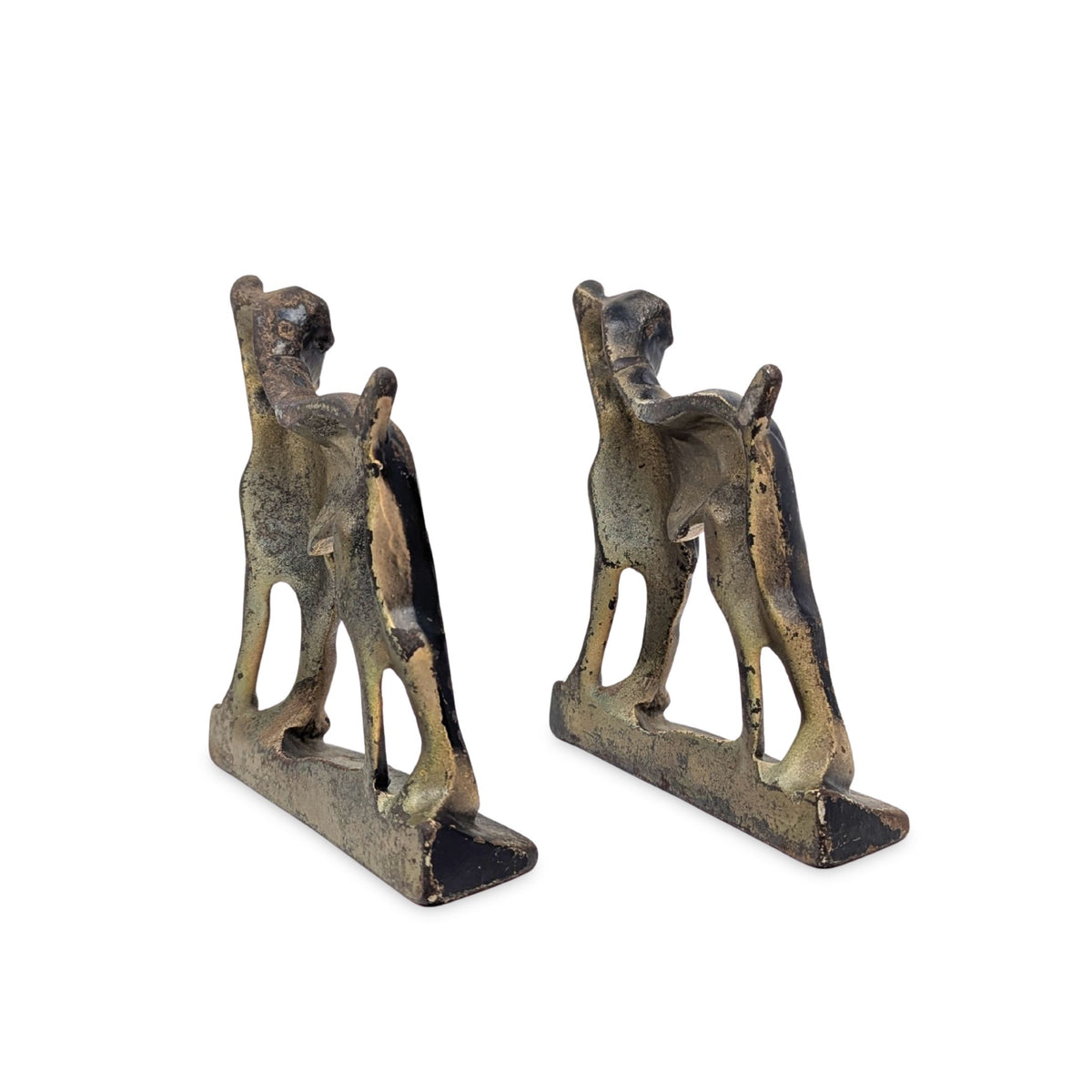 Antique Hubley Style Cast Iron Dog Door Stops / Bookends (Pair)