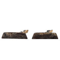 Antique Hubley Style Cast Iron Dog Door Stops / Bookends (Pair)