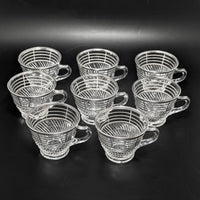 Art Deco Silver Overlay Pressed Glass Punch Bowl & 8 Punch Cups