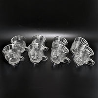 Art Deco Silver Overlay Pressed Glass Punch Bowl & 8 Punch Cups