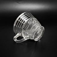 Art Deco Silver Overlay Pressed Glass Punch Bowl & 8 Punch Cups