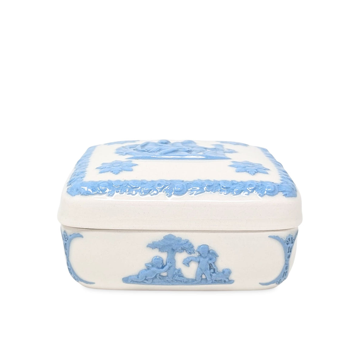 Wedgwood "Lavender on Cream" 2pc Vase & Box Dresser Set