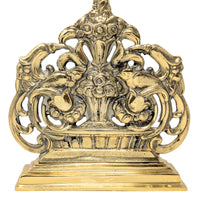 Vintage German Solid Brass Flower & Pheasant Door Stops (Pair)