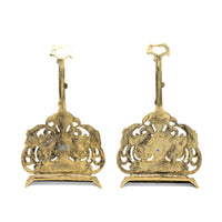 Vintage German Solid Brass Flower & Pheasant Door Stops (Pair)