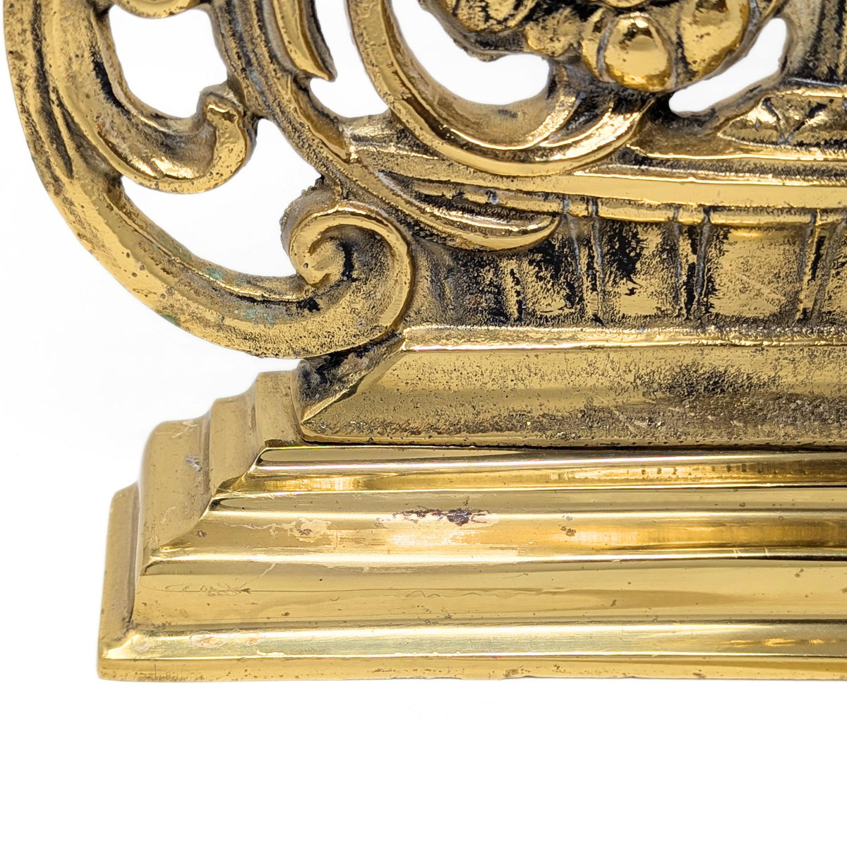 Vintage German Solid Brass Flower & Pheasant Door Stops (Pair)