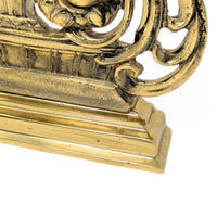 Vintage German Solid Brass Flower & Pheasant Door Stops (Pair)