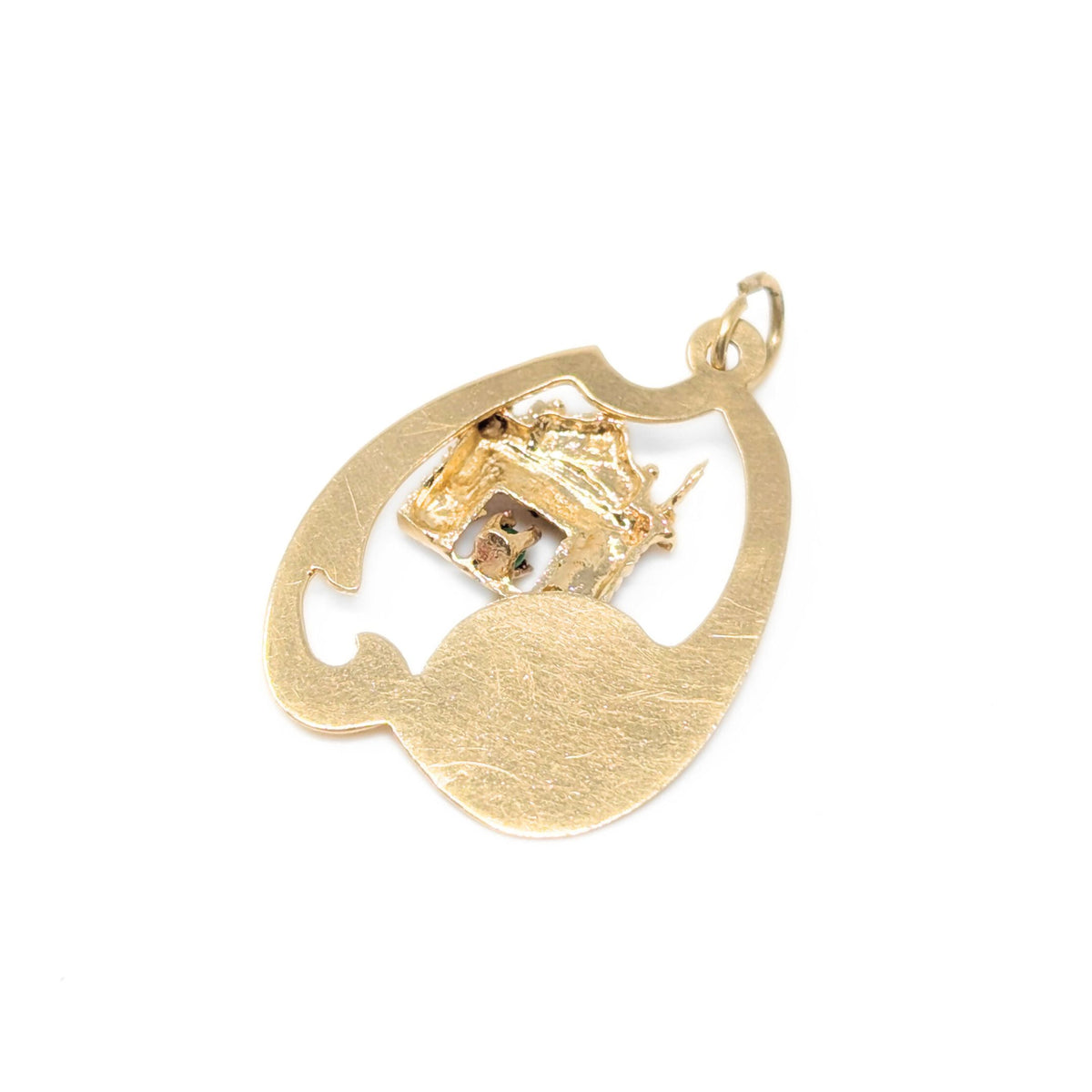 13K Gold Vintage Merry Christmas Enameled Fireplace Pendant/Charm