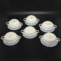Wedgwood "Lavender on Cream" Shell Edge 12pc Flat Cream Soup Bowl & Saucer Set