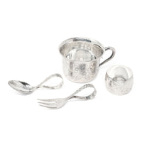 Vintage Japanese Sterling Silver 4pc Baby Set with Box