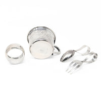 Vintage Japanese Sterling Silver 4pc Baby Set with Box